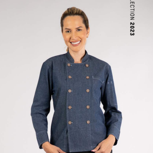 Camisa chef manga larga mujer