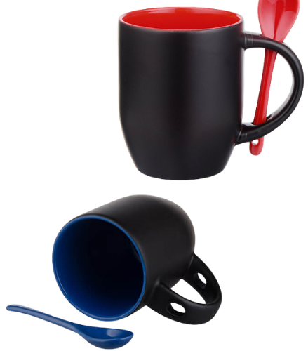 CERAMIC CUP 13OZ WITH SPOON