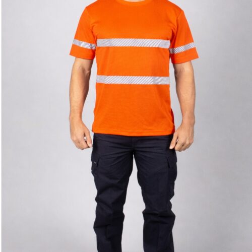 COOLFIT FLASHY SS R-NECK W/6 LINES TRANSFER REFLECTIVE